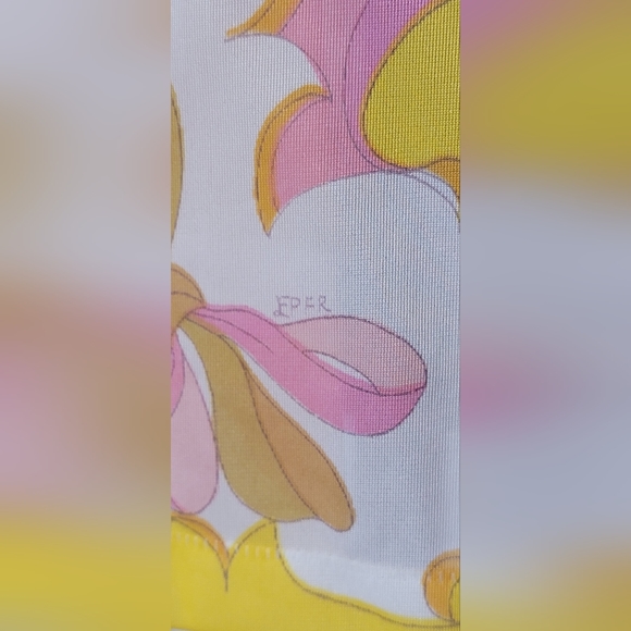 Emilio Pucci for Fromfit Rogers slip. Pink, white, yellow, mustard. Size Large. - Picture 7 of 9
